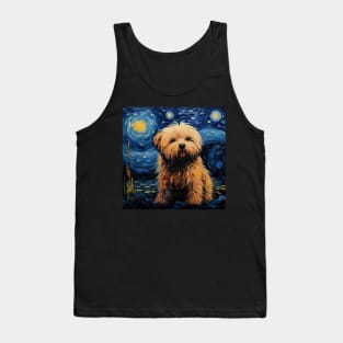 Cute Puli Dog Puppy Brown Painted in Starry Night style Tank Top